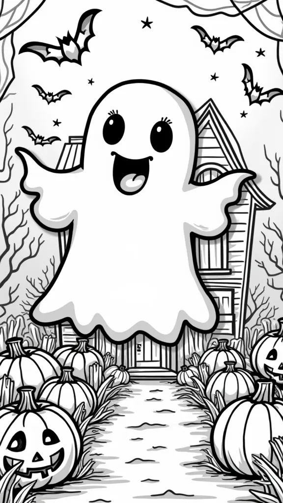 páginas para colorear de Halloween fantasma